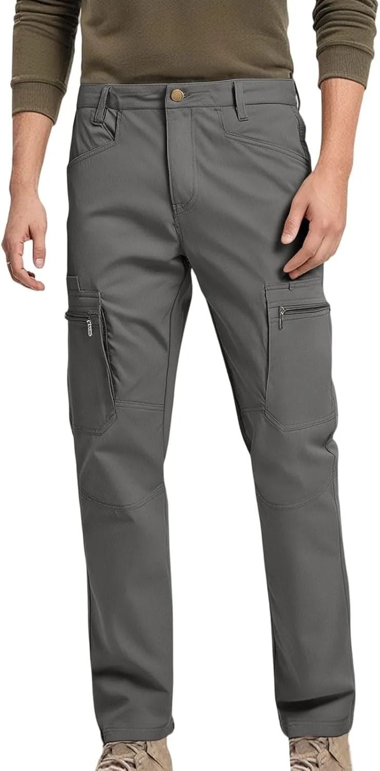 Mens Tactical Work Cargo Pants Waterproof Ripstop Stretch Quick Dry Pants Relaxed Fit Utility Outdoor Apparel