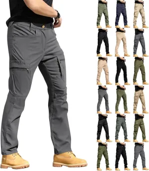 Mens Tactical Work Cargo Pants Waterproof Ripstop Stretch Quick Dry Pants Relaxed Fit Utility Outdoor Apparel