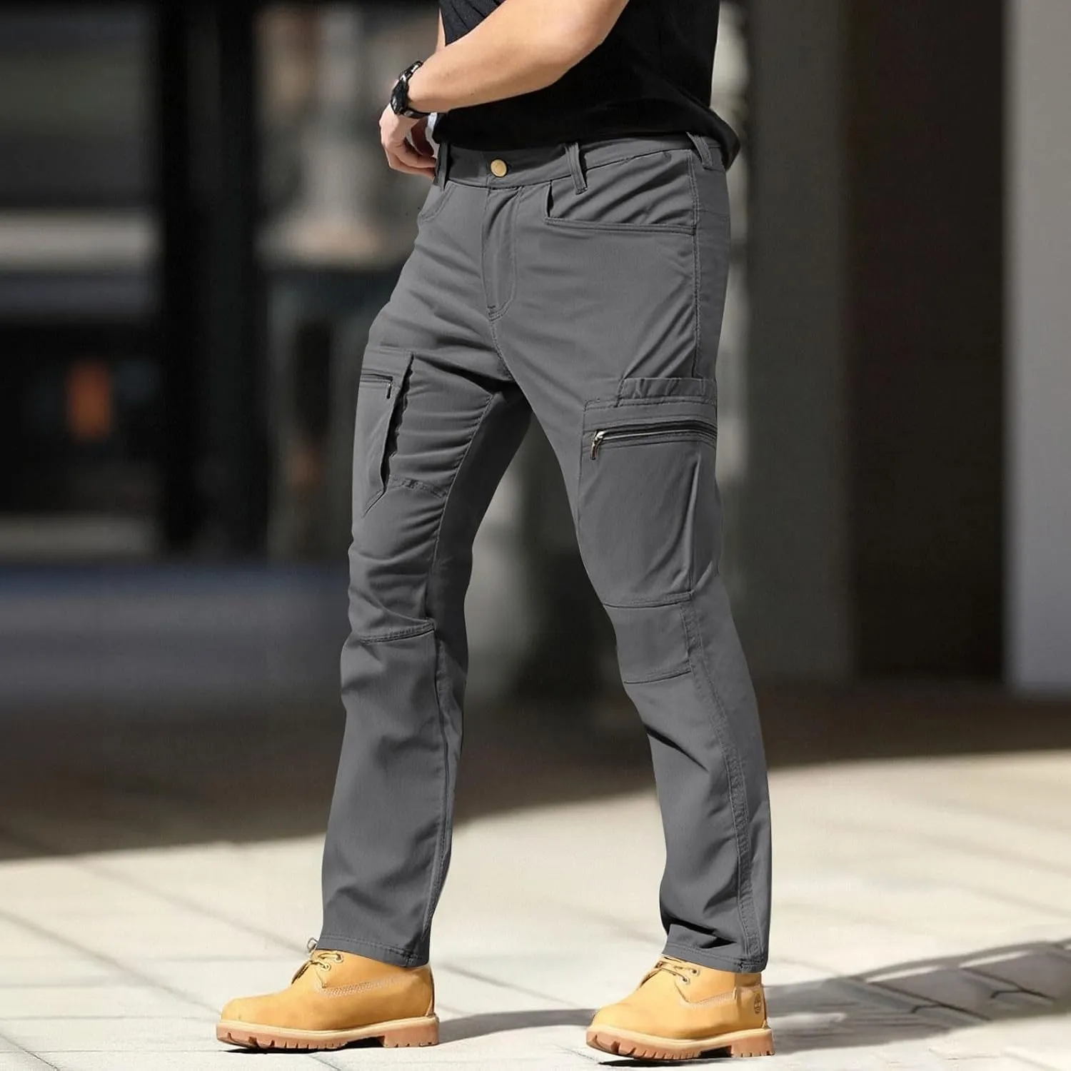 Mens Tactical Work Cargo Pants Waterproof Ripstop Stretch Quick Dry Pants Relaxed Fit Utility Outdoor Apparel