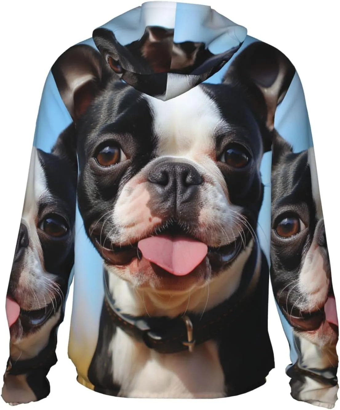 Men's UPF 50  Sun Protection Hoodie Lovely Boston Terrier Long Sleeve Sun Shirts Full Zip Light Fishing Jacket
