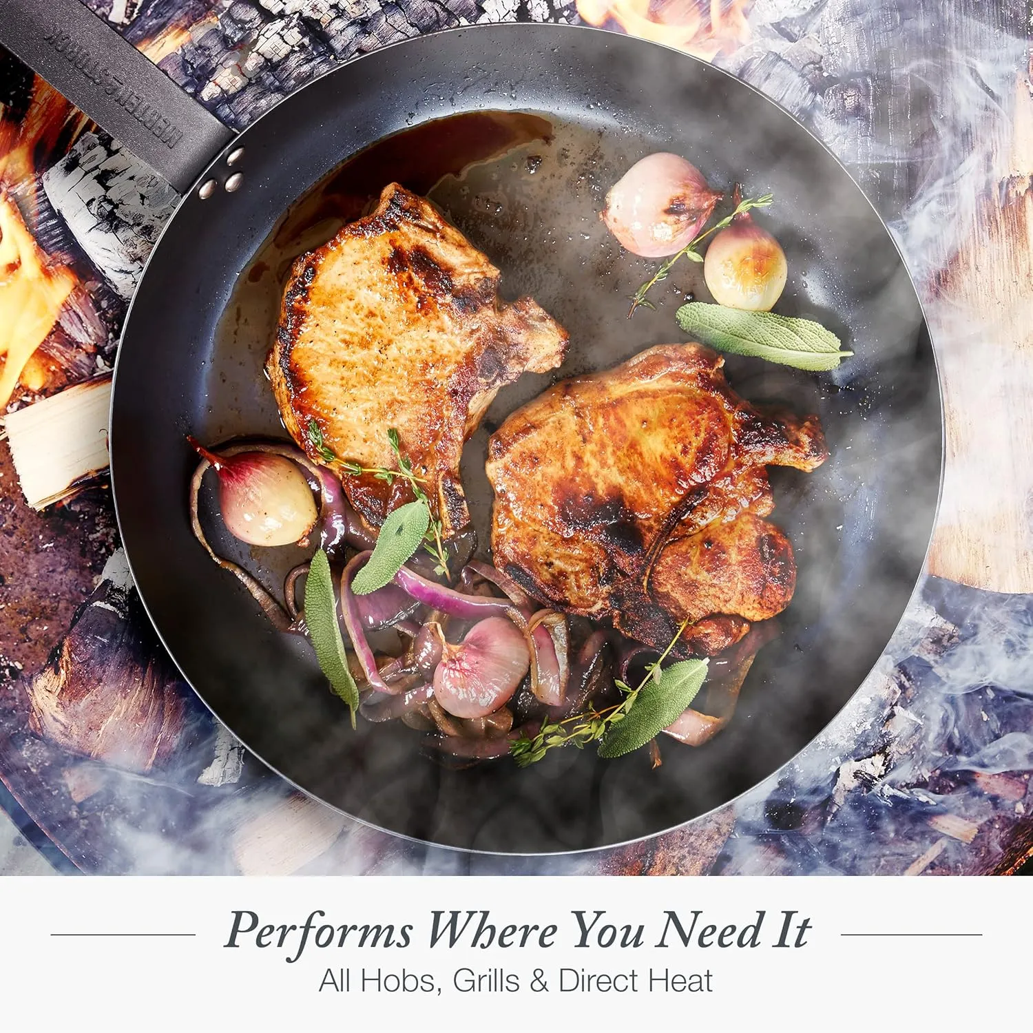 Merten & Storck Pre-Seasoned Carbon Steel 10" Frying Pan Skillet, Fast Heating, Naturally Nonstick, Induction & Oven Safe, High-Heat & Open Flame Compatible, Perfect for Searing Grilling & Camping