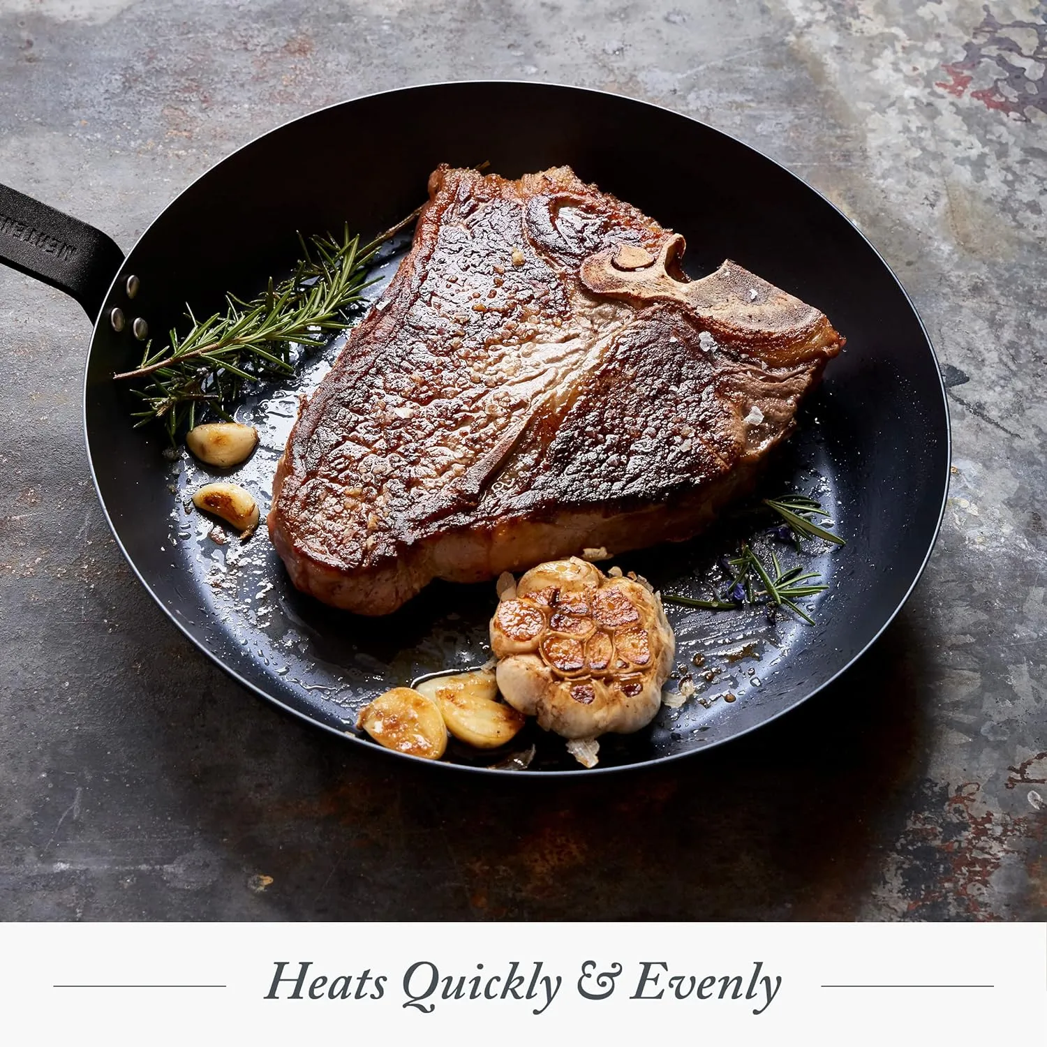 Merten & Storck Pre-Seasoned Carbon Steel 10" Frying Pan Skillet, Fast Heating, Naturally Nonstick, Induction & Oven Safe, High-Heat & Open Flame Compatible, Perfect for Searing Grilling & Camping