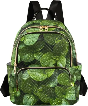 Mini Backpack for Women Raindrops on Leaves Mini Backpack Purse Lightweight Small Daypack, 8.5L