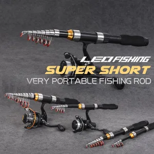 Mini sea Fishing Rod, Portable Telescopic Fishing Rod, Fiberglass Rod, Saltwater and Freshwater Set Fishing Rod Set Fishing Gift for Men and Women
