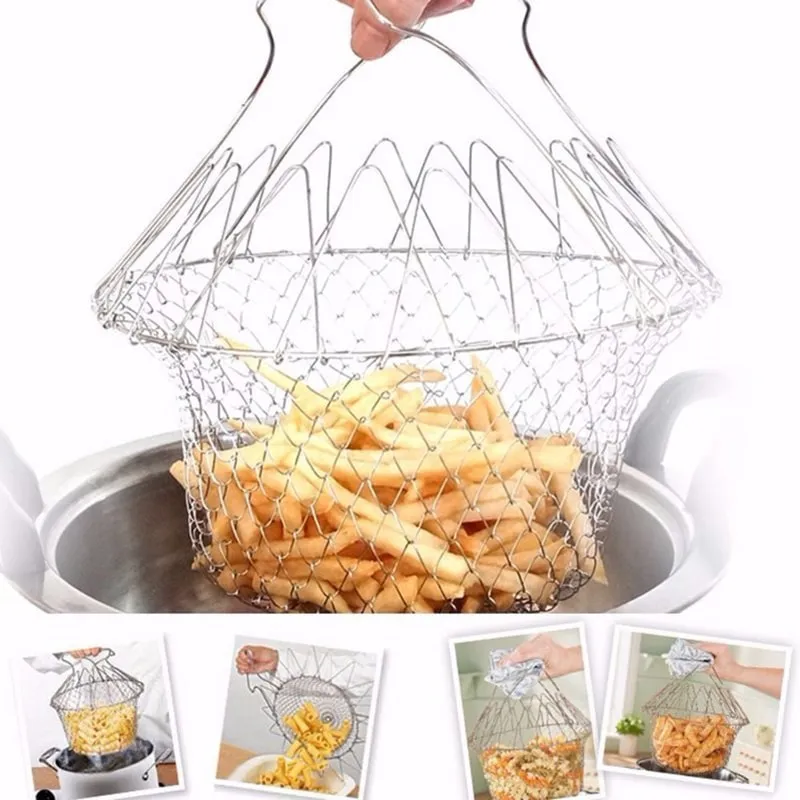 Minsa Collection®Multipurpose Foldable Stainless Steel Fry Basket
