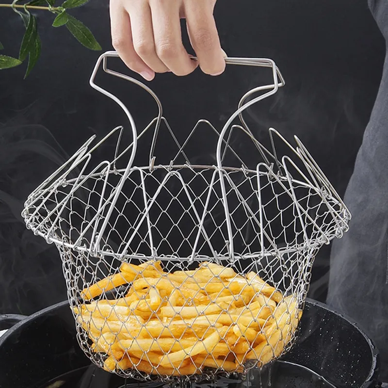 Minsa Collection®Multipurpose Foldable Stainless Steel Fry Basket