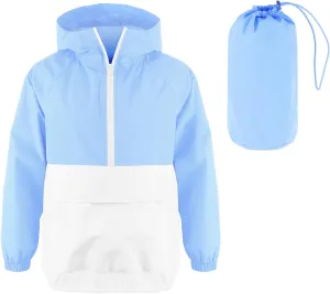 MODAFANS Girls Boys Rain Jacket Lightweight Waterproof Packable Hooded Half zip RainCoats Windbreaker for Outdoor 4-13Year