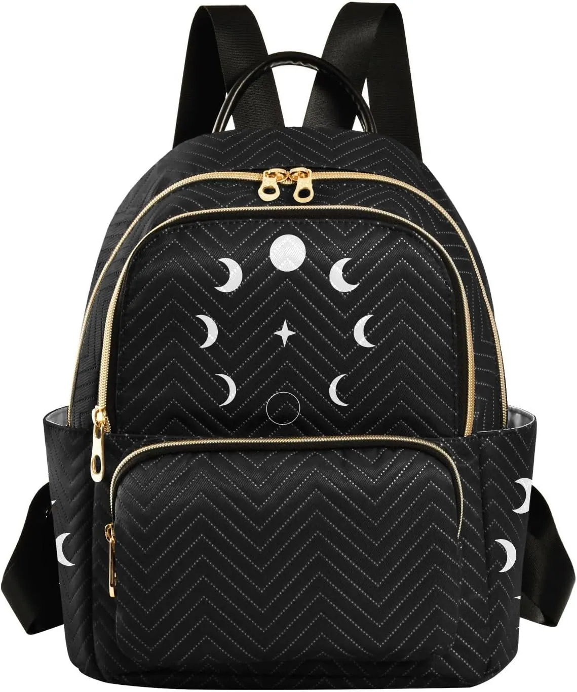 Moon Wiccan Lunar Phases Mini Backpack for Women, LightWeight Travel Backpack Purse Shoulder Bag Small Casual Daypack for Womens