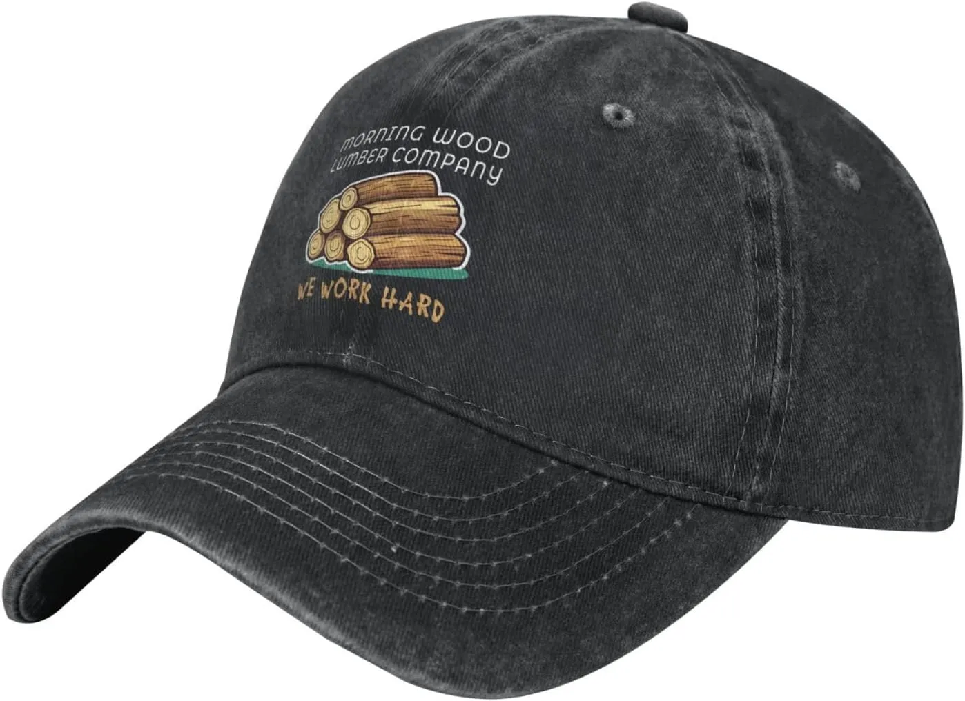Morning Wood Lumber Company We Work Hard Classic Casquette Cap Lightweight Adjustable Comfortable Breathable Men Women Hat8 Black