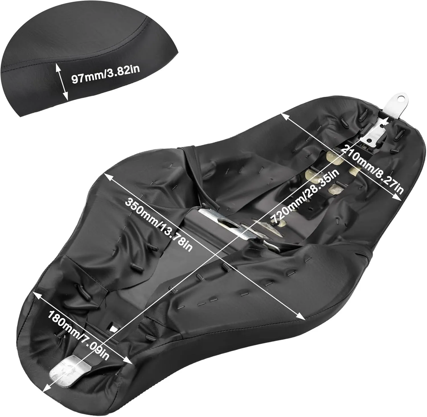 Motorcycle 2-Up Driver Passenger Seats Front Rear Cushion Pad Black Leather Replacement for Harley Davidson Sportster Iron 883 1200 48 72 XL XR Custom 2004-Up