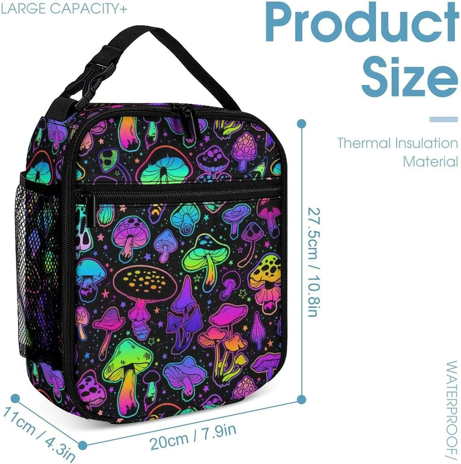 Mushroom Backpack with Lunch Box & Pencil Case for Kids Girls Boys School, 16 Inch Cute Mushrooms Bookbag, School Backpack for Students Children, Lightweight, Large Capacity