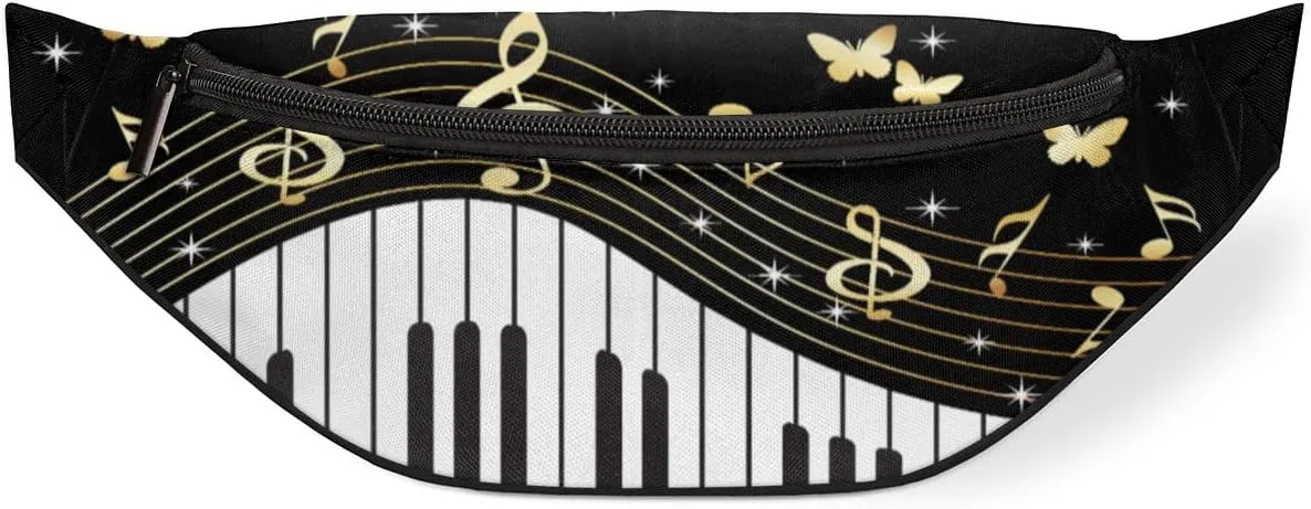 Musical Notes Illustration Fanny Pack for Women Men Waist Pack Crossbody Bag with Adjustable Belt for Travel Hiking Running Cycling Festivals