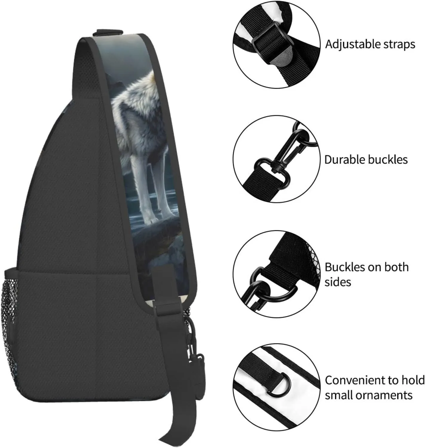 Native American Indians and Wolves Outdoor Cross-body Shoulder Bag, Unisex Backpack For Women Men Young Hiking Travel