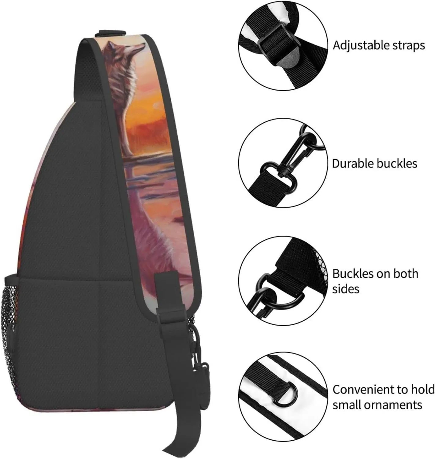 Native American Indians and Wolves Outdoor Cross-body Shoulder Bag, Unisex Backpack For Women Men Young Hiking Travel