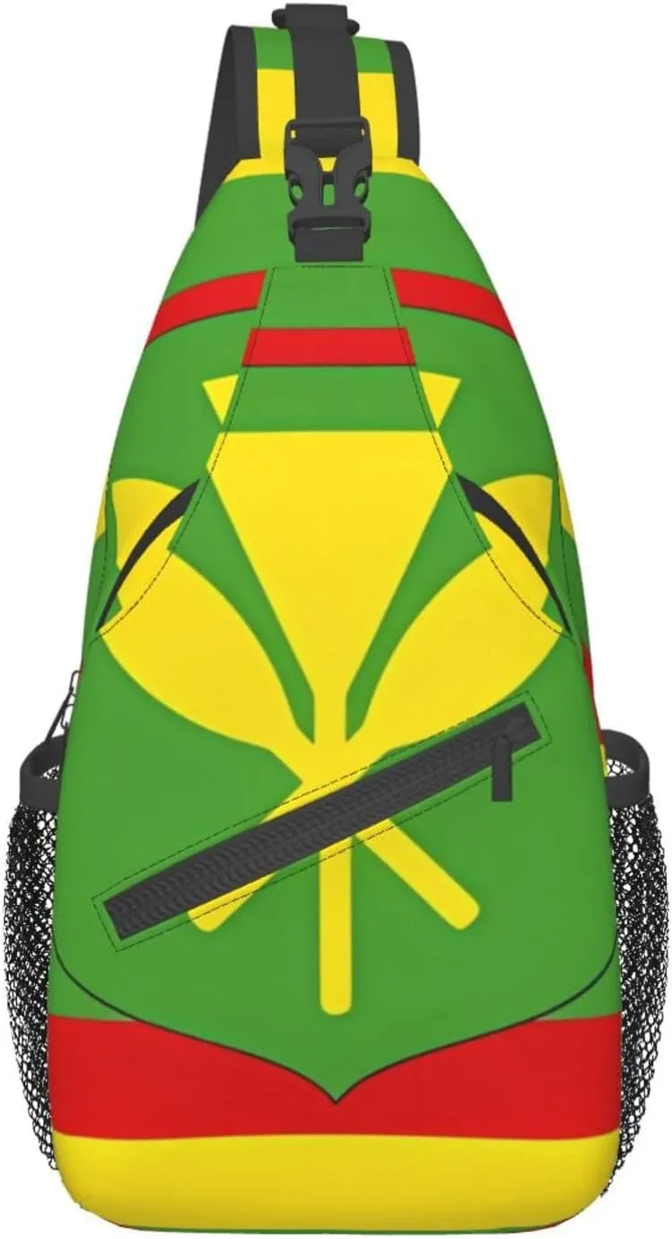 Native Hawaiian Flag Chest Bag Crossbody Bag. Rugged And Durable, High Storage Capacity. Adjustable Strap Length.