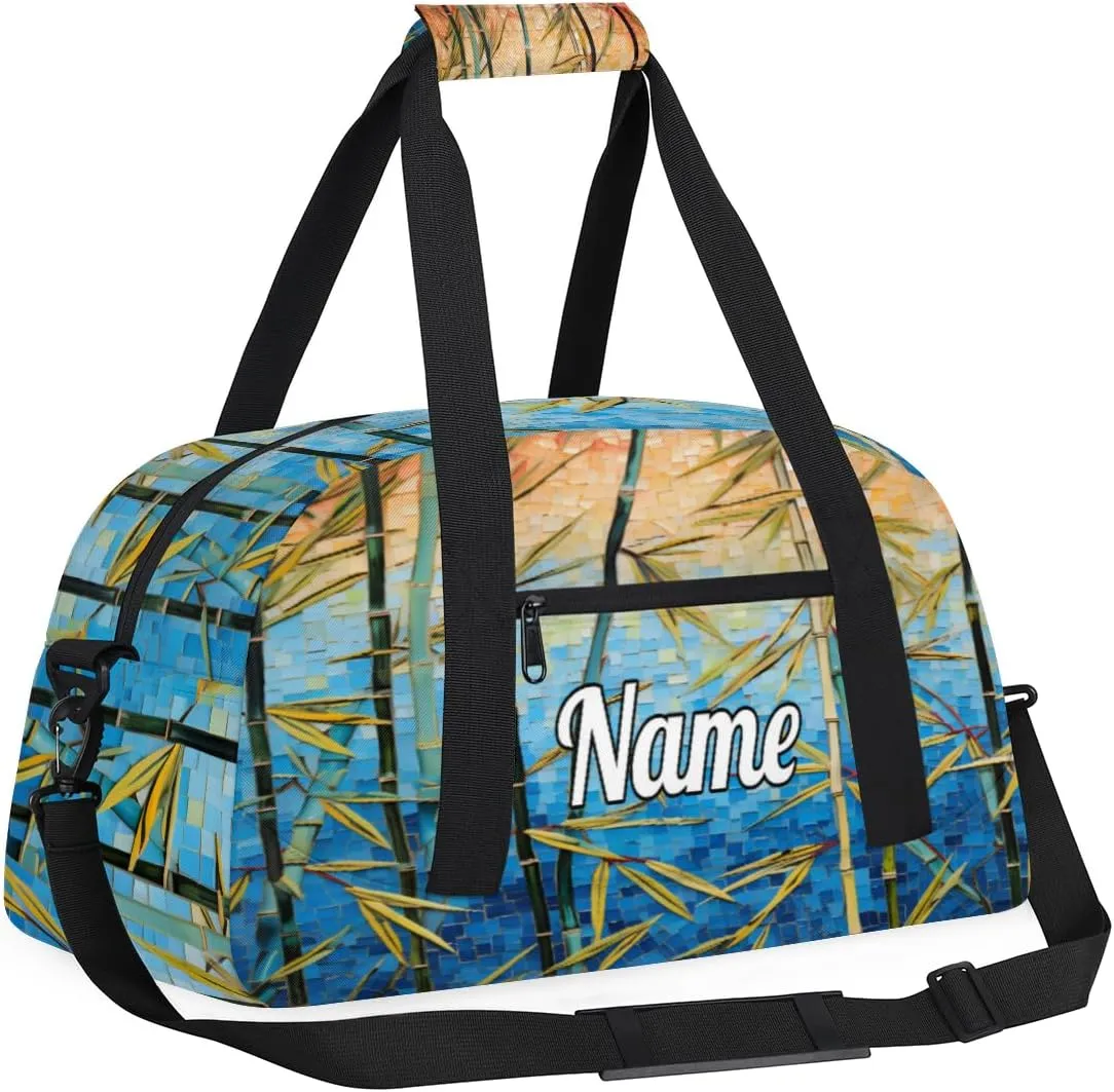 Nature Sunlights Beam Bamboo Custom Sports Gym Bag Personalized Dance Bag Teens Travel Weekender Overnight Carry On Bag Boys Girls Waterproof