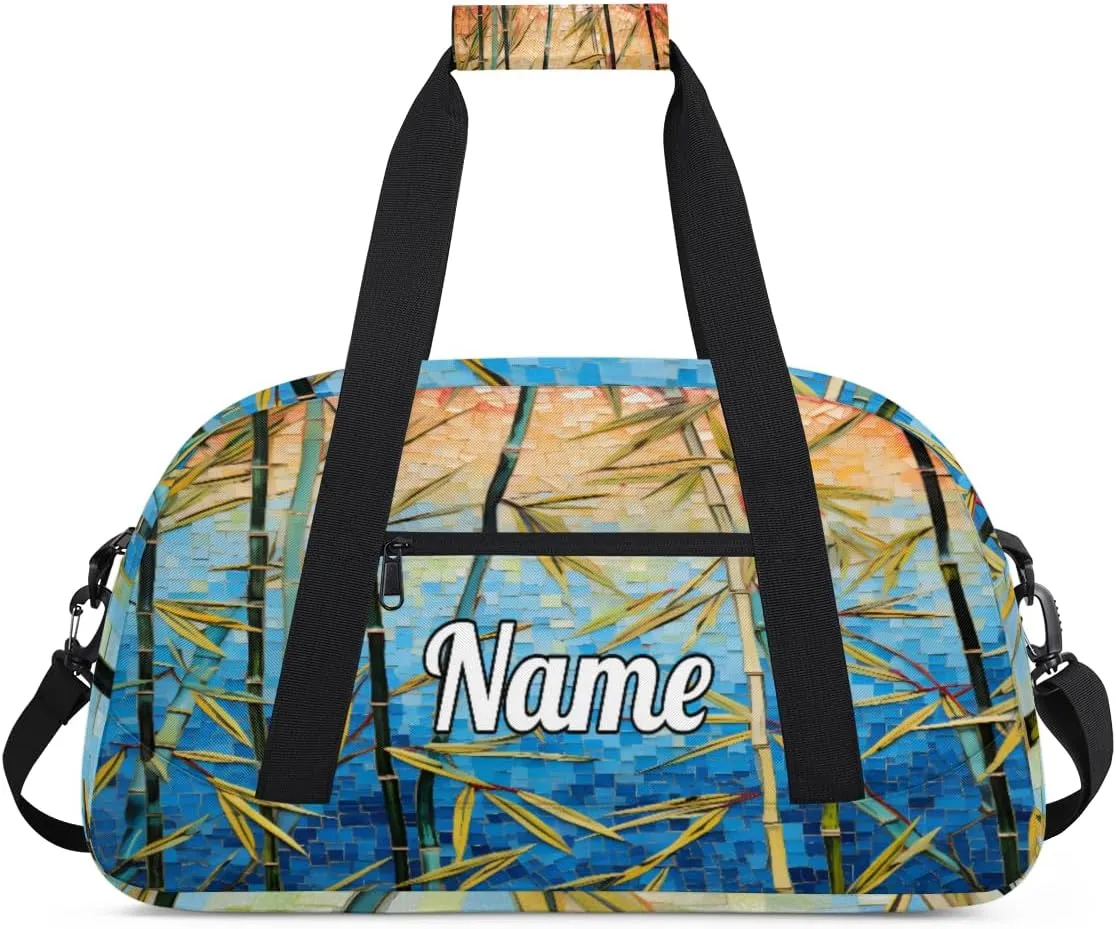Nature Sunlights Beam Bamboo Custom Sports Gym Bag Personalized Dance Bag Teens Travel Weekender Overnight Carry On Bag Boys Girls Waterproof