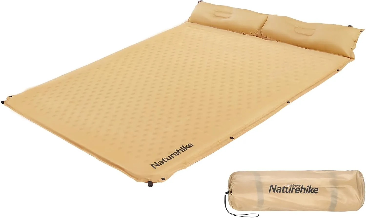 Naturehike Camping Sleeping Pad, Ultralight Camping Mat 2 Person with Pillow, Fast Inflating, Memory Foam Sleeping Pad for Hiking, RV Camping, Yellow