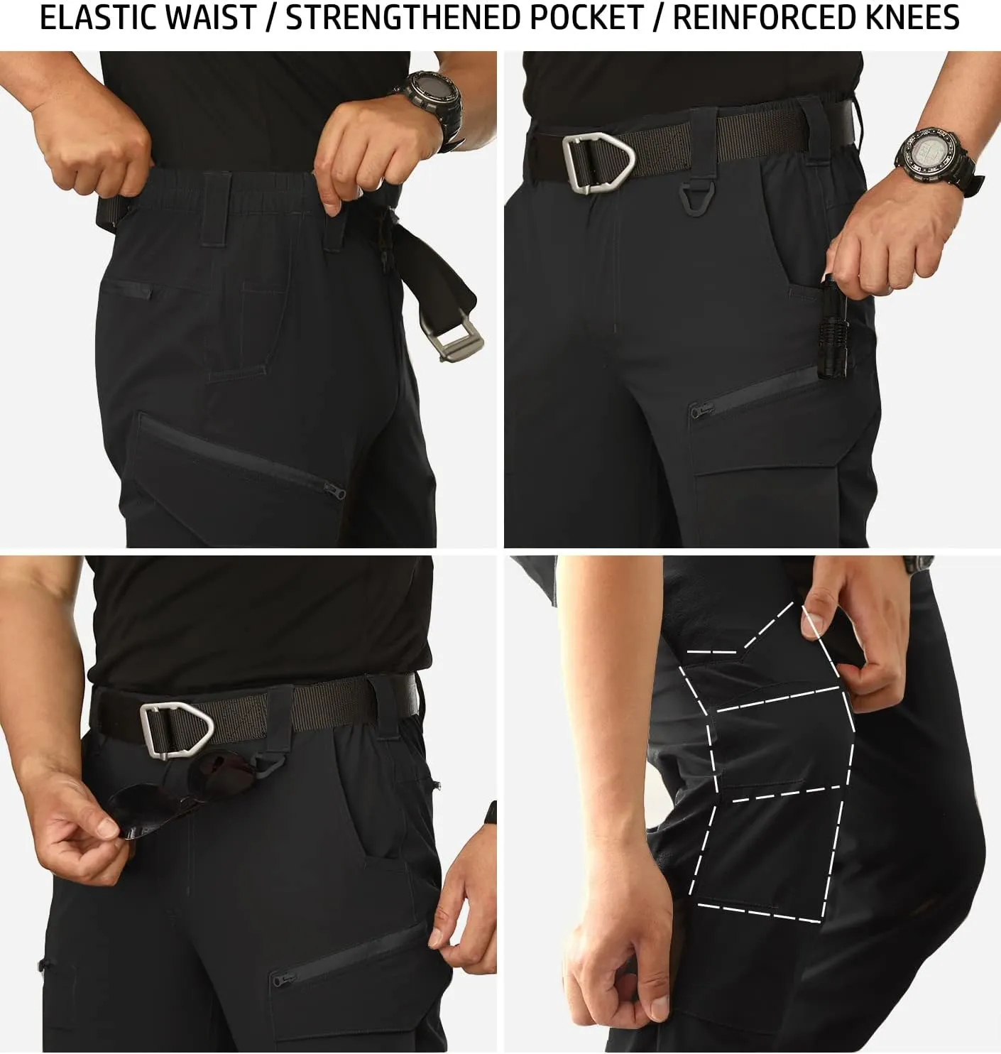 NAVEKULL Men's Lightweight Tactical Hiking Pants Quick Dry Stretch Multi-Pockets Outdoor Work Cargo Pants