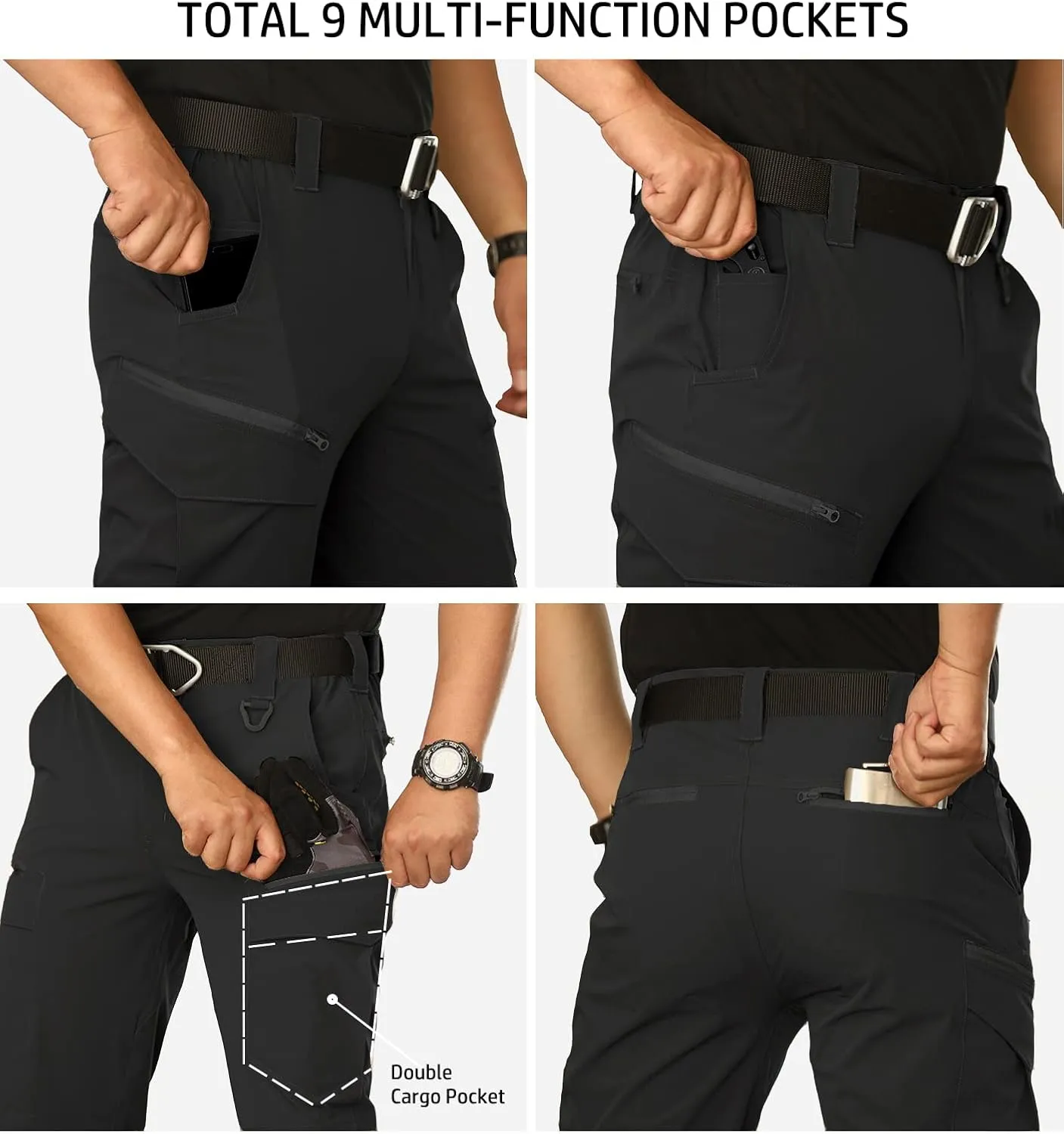 NAVEKULL Men's Lightweight Tactical Hiking Pants Quick Dry Stretch Multi-Pockets Outdoor Work Cargo Pants