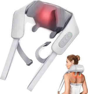 Neck and Shoulder Massager with Heat, Cordless Back and Neck Massager, 4D Shiatsu Deep Kneading Massagers for Shoulder, Back, Leg Neck Pain Relief, Home Office Use, Relax Gift for Woman Man Mom Dad