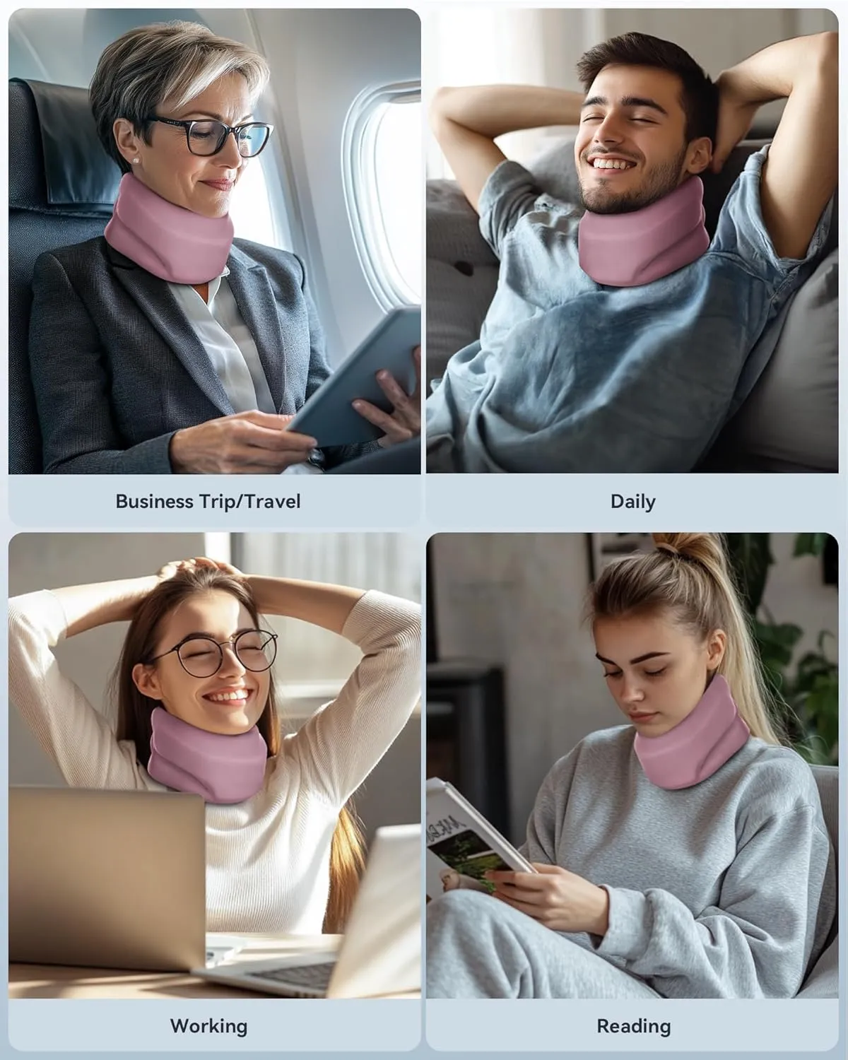 Neck Brace Cervical Collar - Neck Support Brace for Sleeping, Soft Foam Wraps Keep Vertebrae Stable and Aligned for Relief of Cervical Spine Pressure Pink Large(15.8-18.1 Inch)