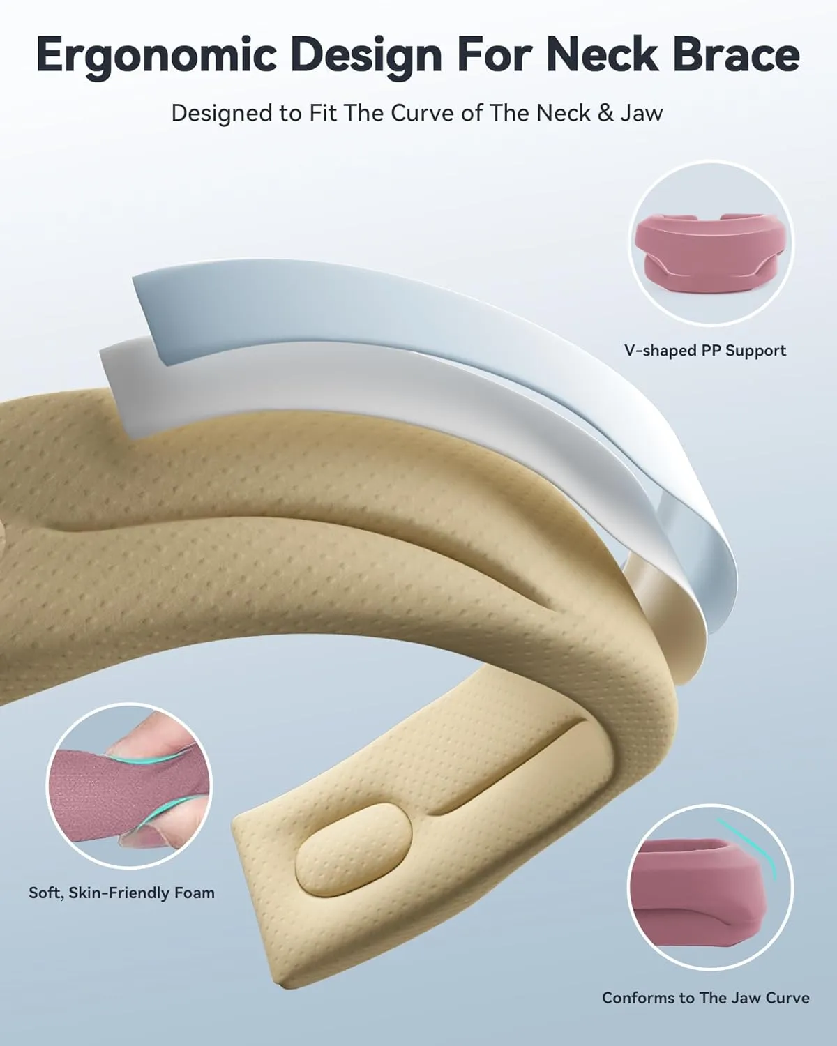 Neck Brace Cervical Collar - Neck Support Brace for Sleeping, Soft Foam Wraps Keep Vertebrae Stable and Aligned for Relief of Cervical Spine Pressure Pink Large(15.8-18.1 Inch)