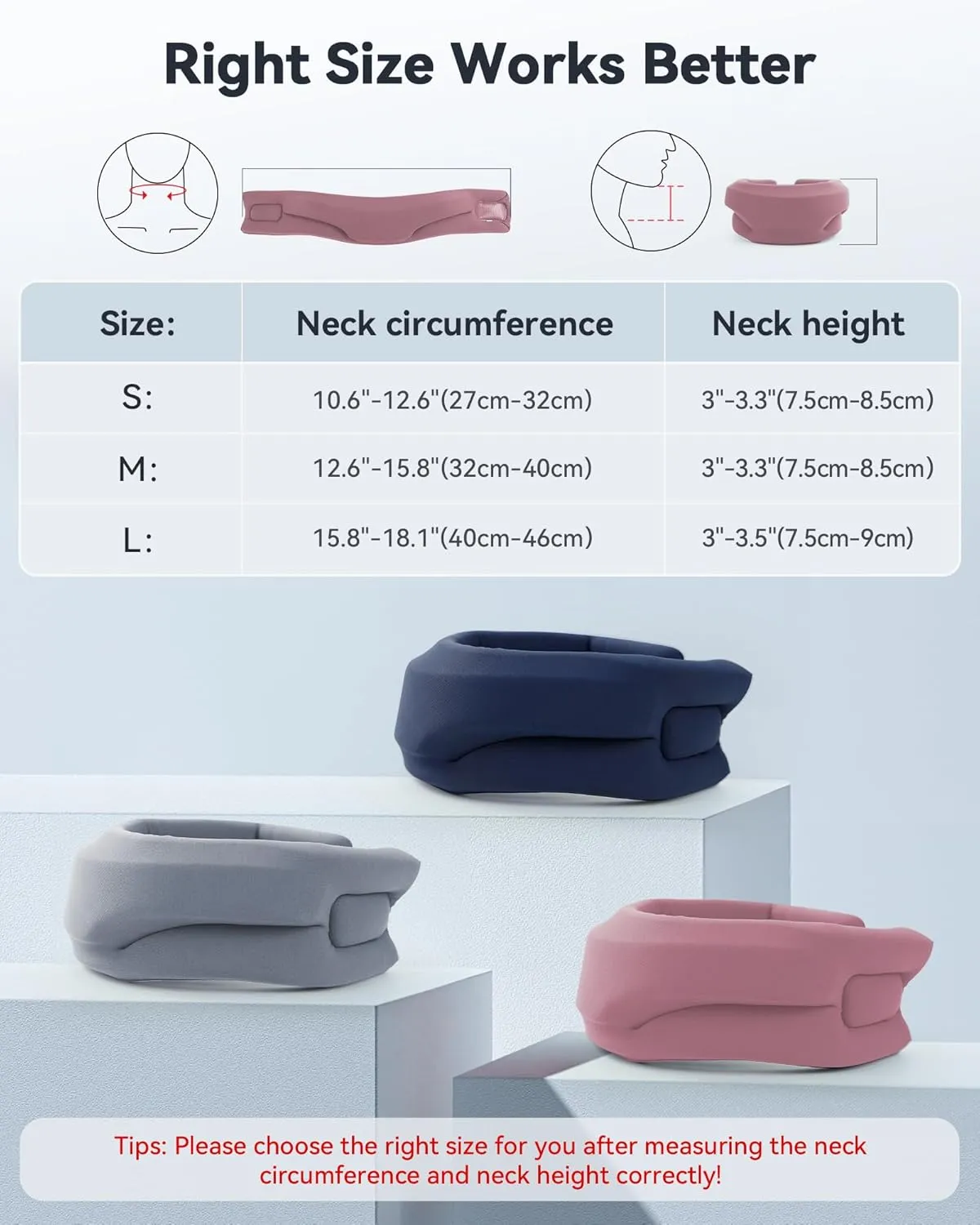 Neck Brace Cervical Collar - Neck Support Brace for Sleeping, Soft Foam Wraps Keep Vertebrae Stable and Aligned for Relief of Cervical Spine Pressure Pink Large(15.8-18.1 Inch)