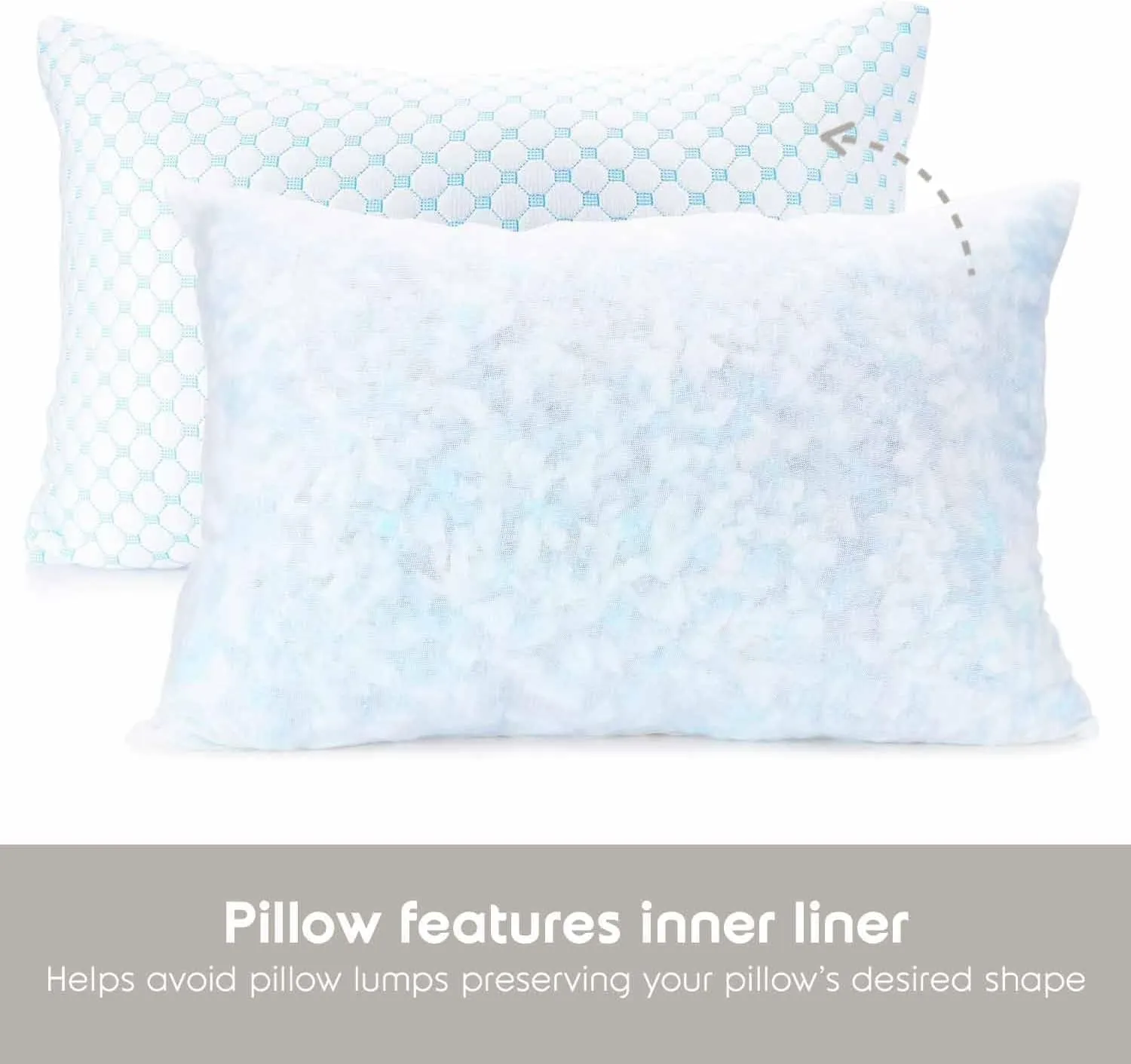 Nestl Cooling Pillow for Sleeping 2 Pack, Luxury Shredded Memory Foam Pillows Queen Size Set of 2, Adjustable Cold Gel Pillows for Hot Sleepers Supportive Cool Pillow for Side Back Stomach Sleepers