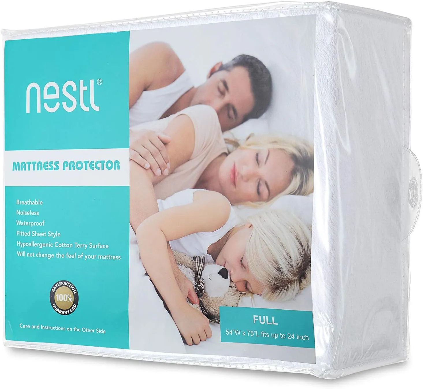 Nestl Premium Cotton Terry Mattress Protector – Soft and Waterproof Twin Deep Pocket Mattress Protector – Breathable Cover, Fits Up to 24 Inch