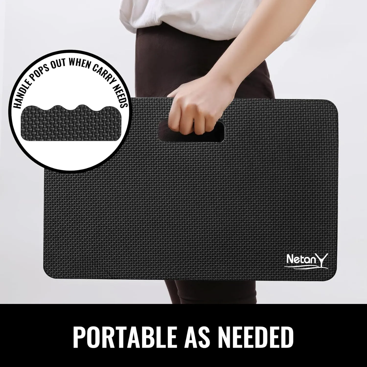 NETANY 2 Pack Extra Thick Kneeling Pad for Gardening, Comfortable Knee Pad Cushion, Extra Large Foam Kneeler Mat for Gardening, Baby Bath, Workout, Exercise & Yoga, Mechanic, 17.8 x 11 x 1.5 in, Black