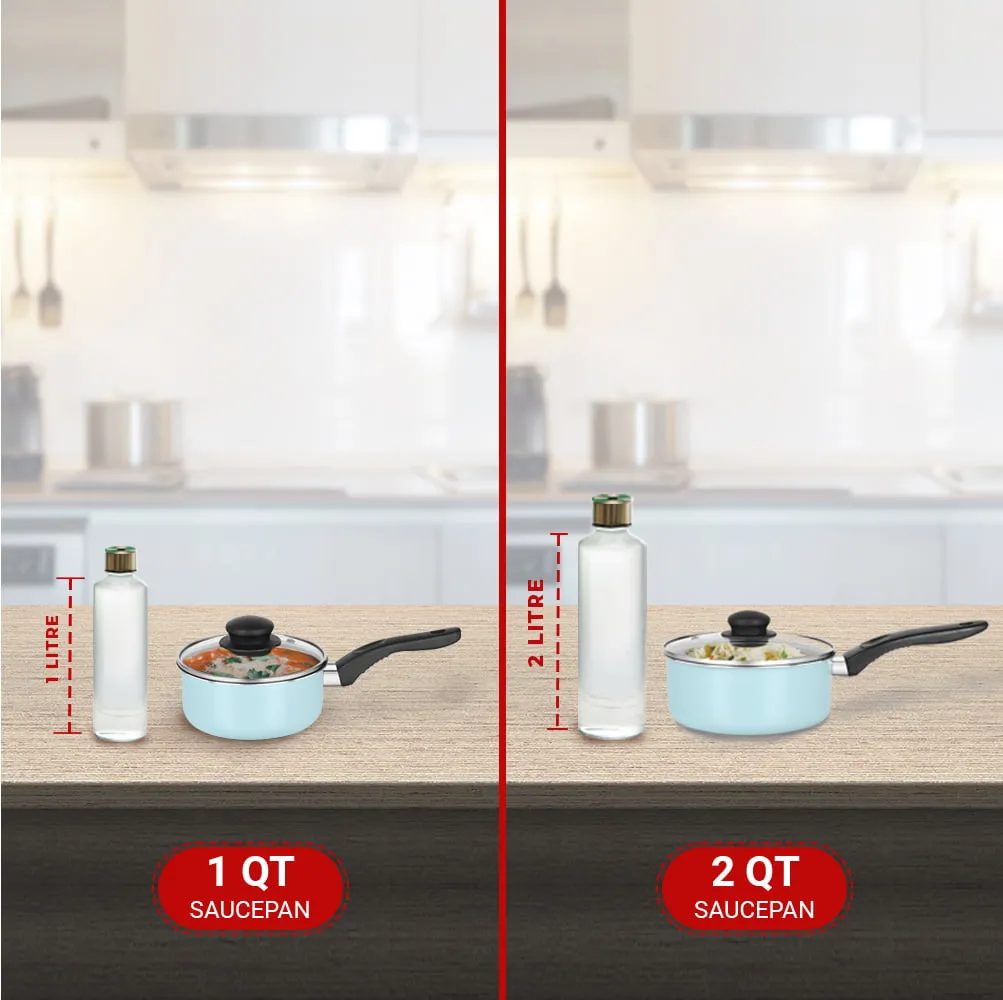 New 7 Piece Cookware Set Nonstick Coated Kitchen Pots And Pans Home Aqua Cooking