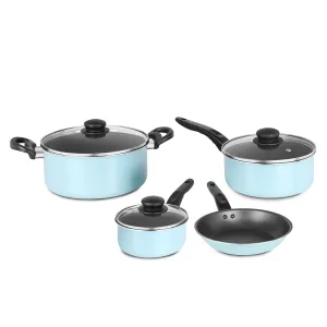 New 7 Piece Cookware Set Nonstick Coated Kitchen Pots And Pans Home Aqua Cooking