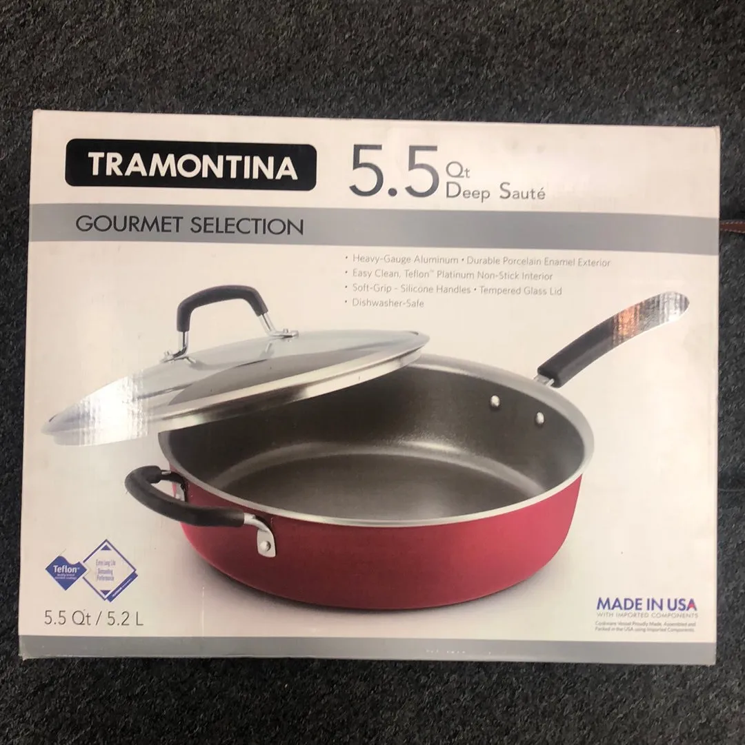 New Tramontina 5.5 Quart Nonstick Deep Saute Pan Nonstick Black