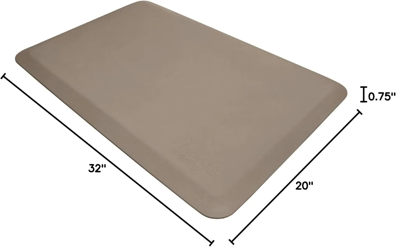 NewLife by GelPro Anti Fatigue Mat: Eco-Pro Foam Anti-Fatigue Comfort Mat - Standing Desk Pad - Professional Floor Mats for Commercial & Industrial Work - 20” x 32” Non Slip Ergonomic Mat - Taupe