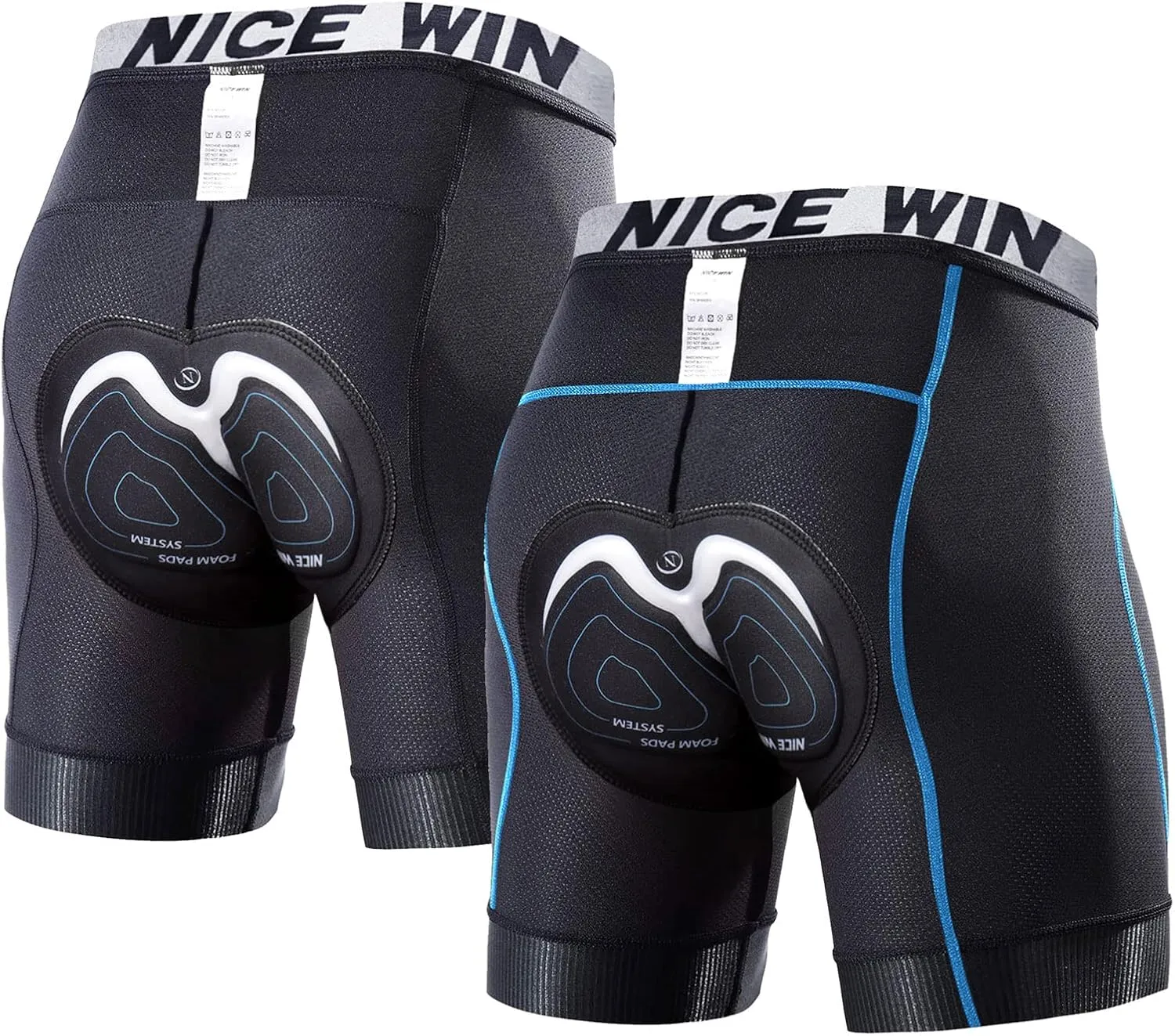 NICEWIN Mens 4D Padded Bike Shorts Anti-slip Leg Cycling Underwear Wide WaistBand Biking Bicycle Motorcycle Underpants
