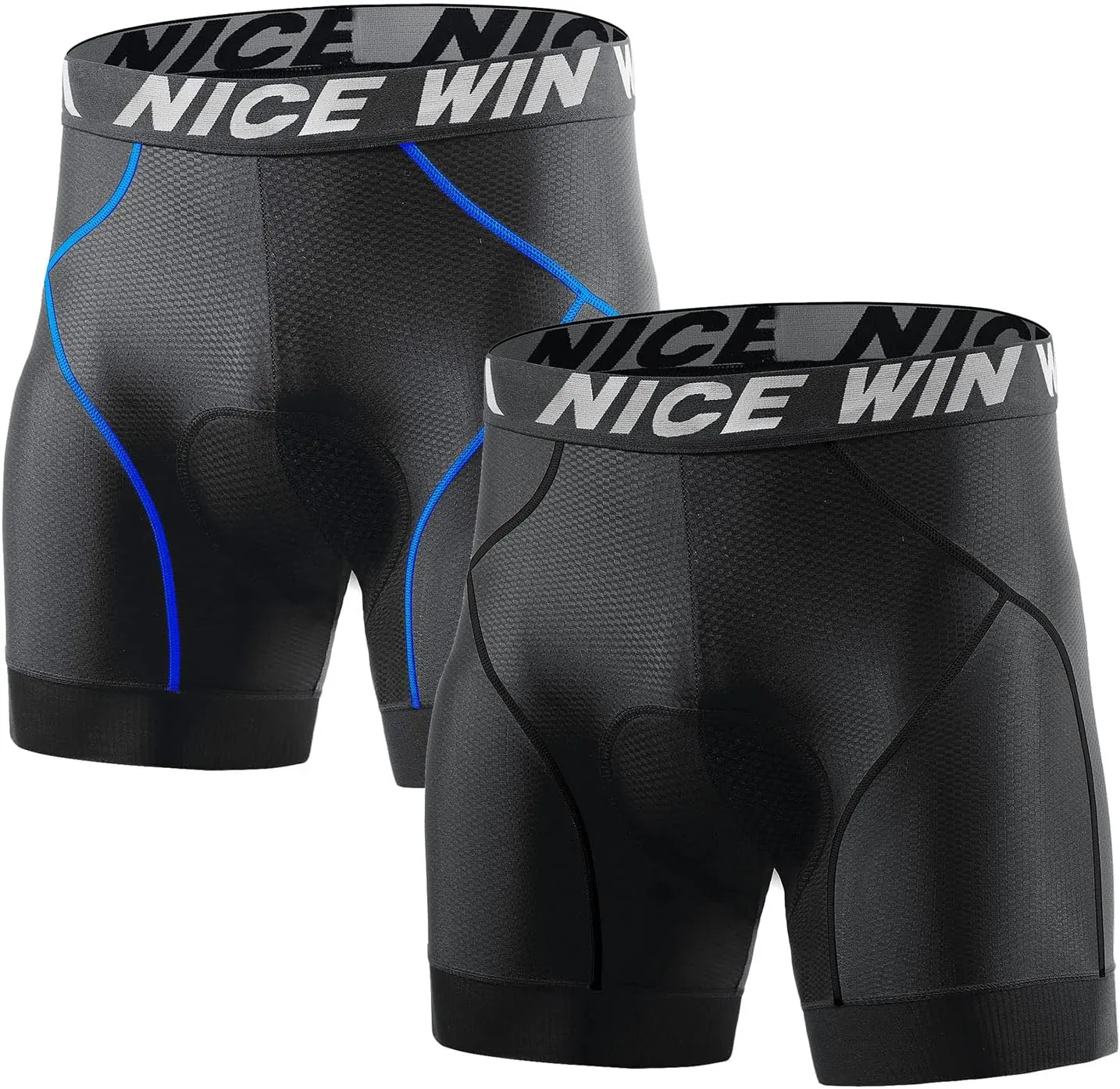 NICEWIN Mens 4D Padded Bike Shorts Anti-slip Leg Cycling Underwear Wide WaistBand Biking Bicycle Motorcycle Underpants