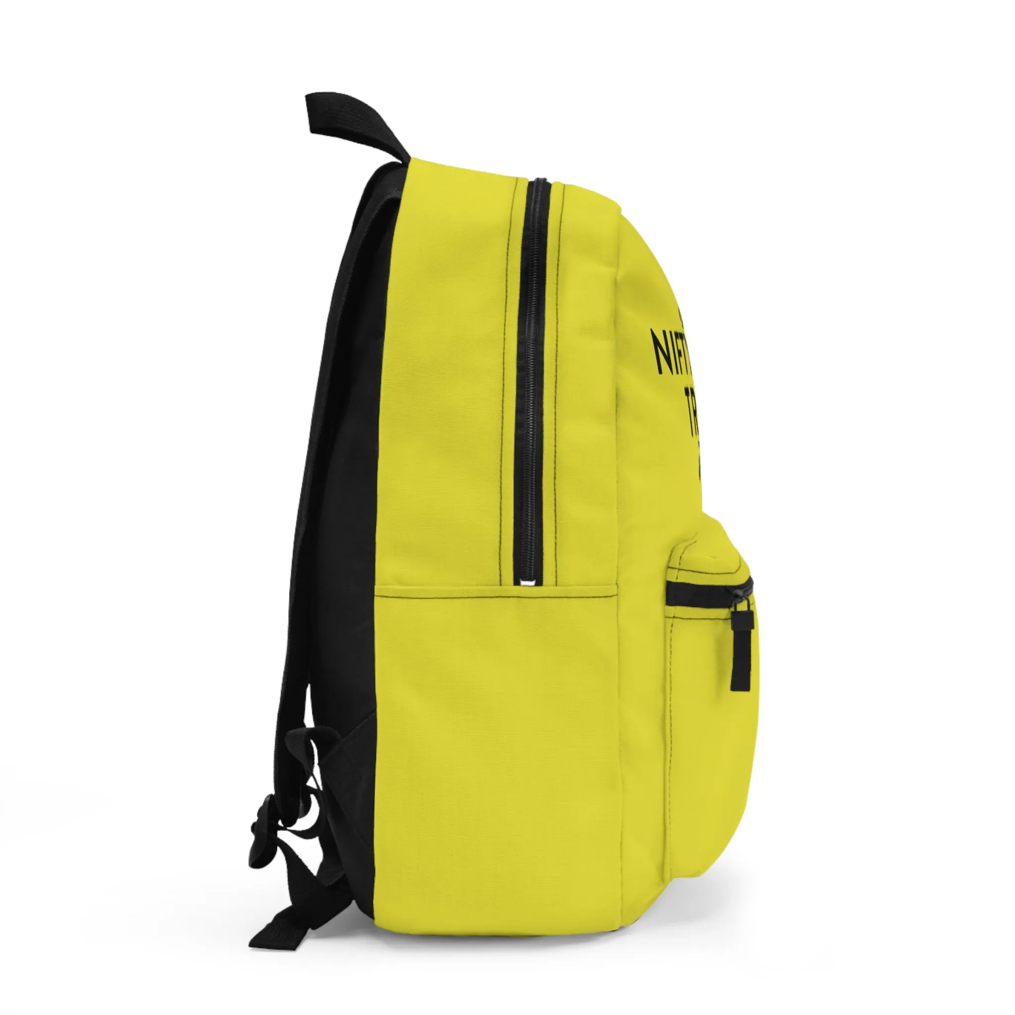 Nifty Ducks Travel Logo Backpack - Travel Bag with Black Duck Design - Yellow