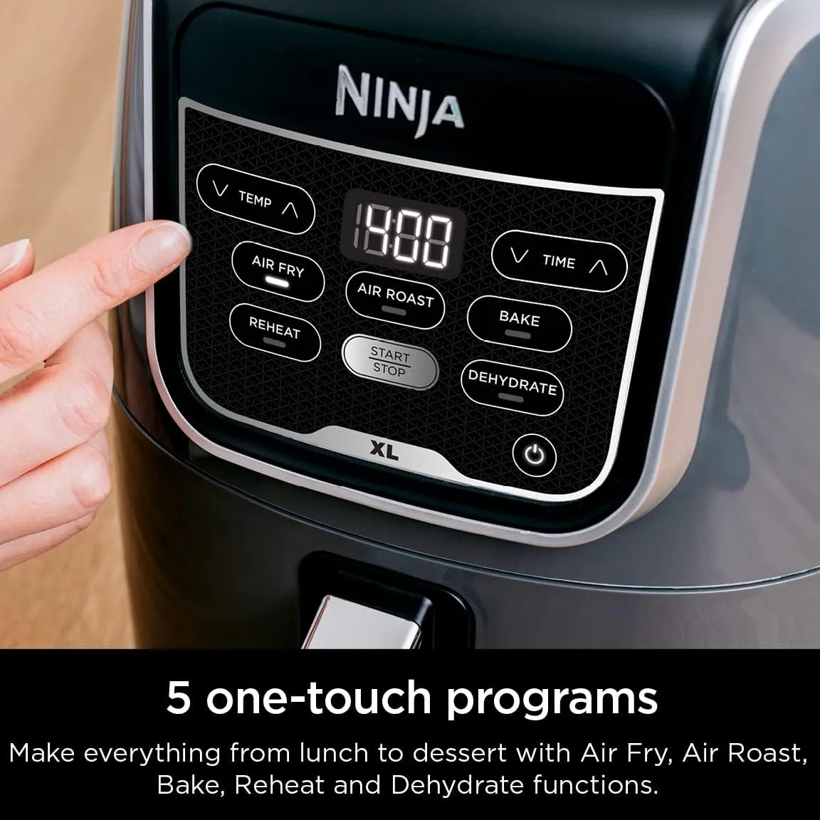 Ninja Air Fryer XL, 5.5 Qt. Capacity that can Air Fry, Air Roast, Bake, Reheat & Dehydrate, with Dishwasher Safe, Nonstick Basket & Crisper Plate and a Chef-Inspired Recipe Guide, Grey, AF150AMZ
