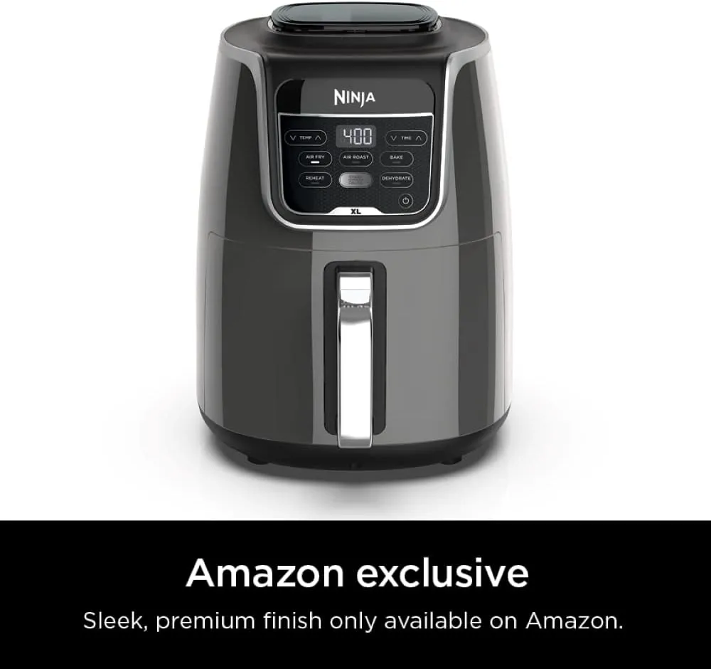 Ninja Air Fryer XL, 5.5 Qt. Capacity that can Air Fry, Air Roast, Bake, Reheat & Dehydrate, with Dishwasher Safe, Nonstick Basket & Crisper Plate and a Chef-Inspired Recipe Guide, Grey, AF150AMZ