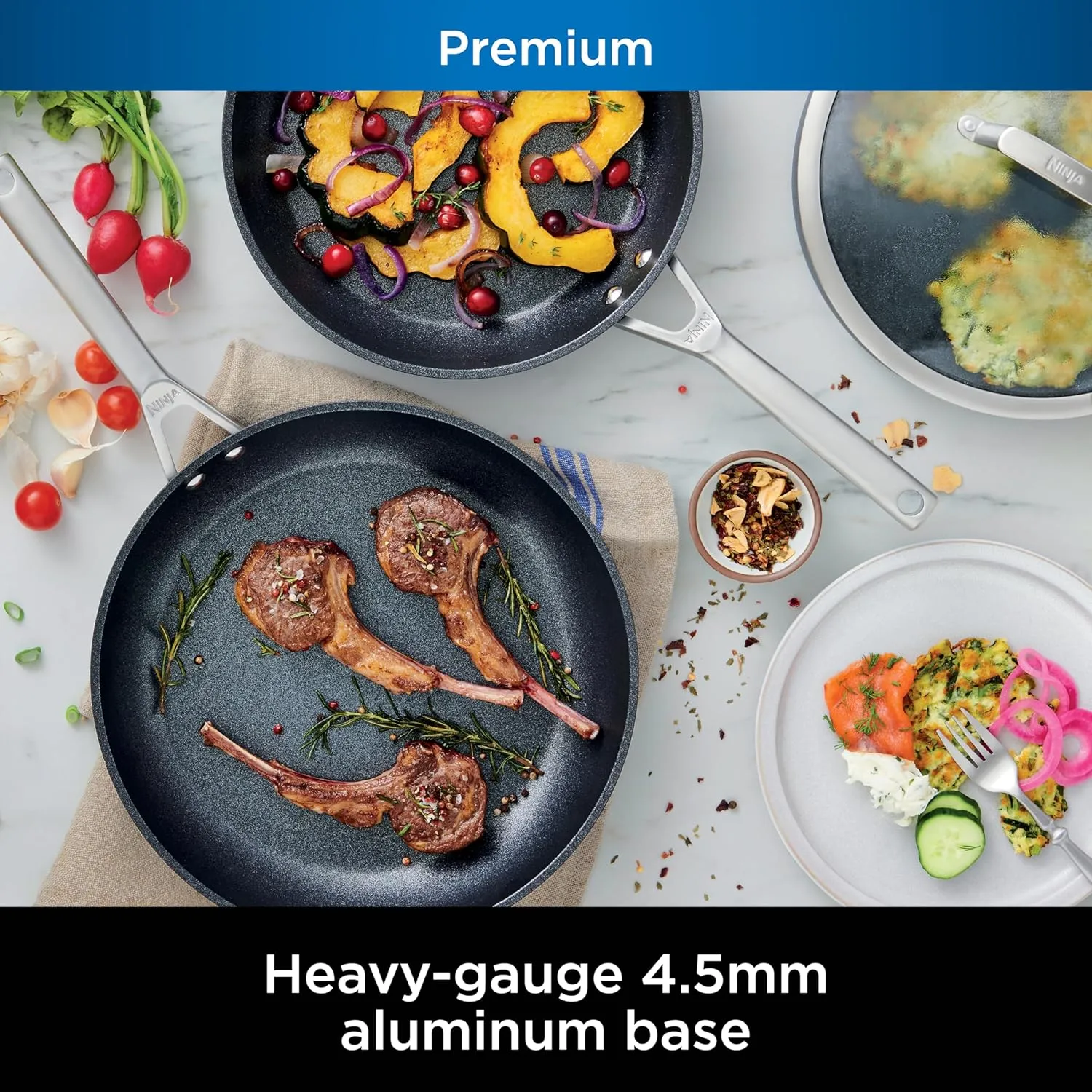 Ninja C30020 Foodi NeverStick Premium 8-Inch Fry Pan, Hard-Anodized, Nonstick, Durable & Oven Safe to 500°F, Slate Grey