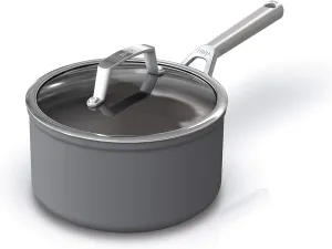 Ninja C30235 Foodi NeverStick Premium 3.5-Quart Saucepan with Glass Lid, Hard-Anodized, Nonstick, Durable & Oven Safe to 500°F, Slate Grey