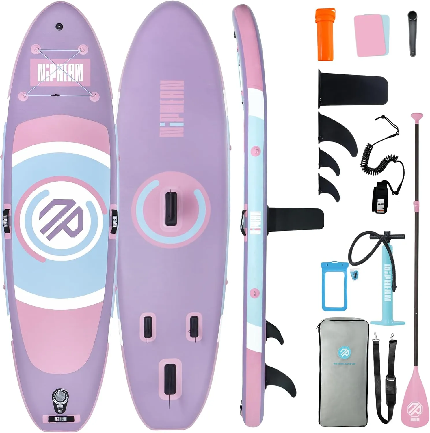 Niphean Inflatable Paddle Board with (Beginner Friendly) StabilTrac Fin and Durable SUP Accessories, 10' Inflatable Stand up Paddle Boards for Adults & Youth, Versatile Yoga Paddle Board, Gift Ideas