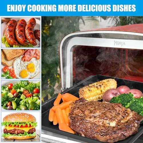 Non-Stick Griddle Plate for Ninja XSKOCTPN Woodfire OO100 Series,12” x 12” Cooking Baking Pan for Ninja Woodfire Outdoor Pizza Oven Grill Accessories, Pre-Seasoned