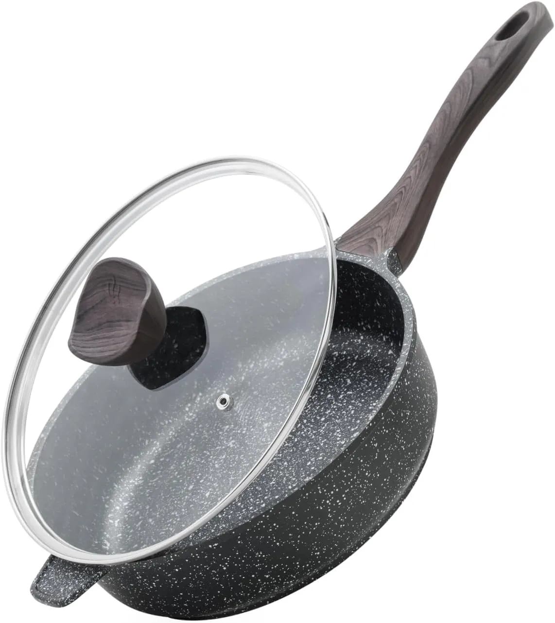 Nonstick Deep Frying Pan with Lid, 10 Inch Non Stick Skillet, Saute Pan for Cooking, Healthy Induction Cookware, PFOA Free