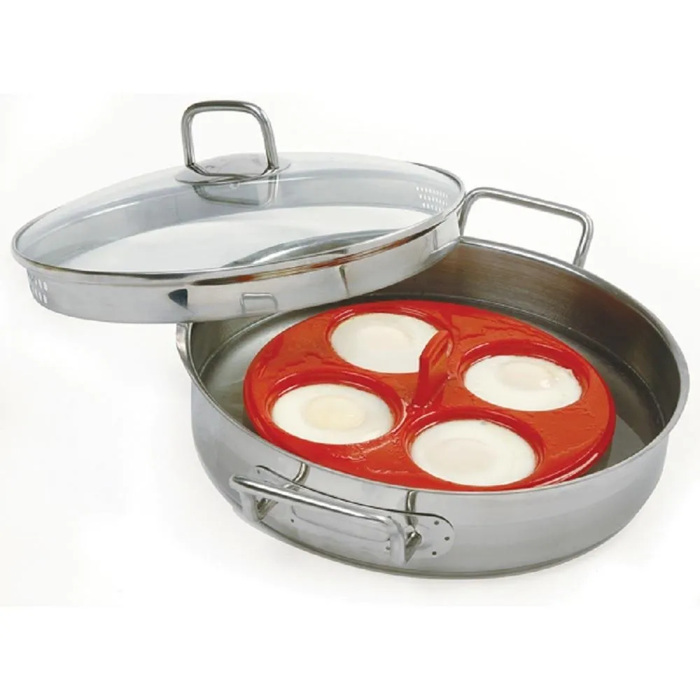 Norpro Nonstick Silicone 4 Egg Poacher - Fits 9 to 12" Skillets