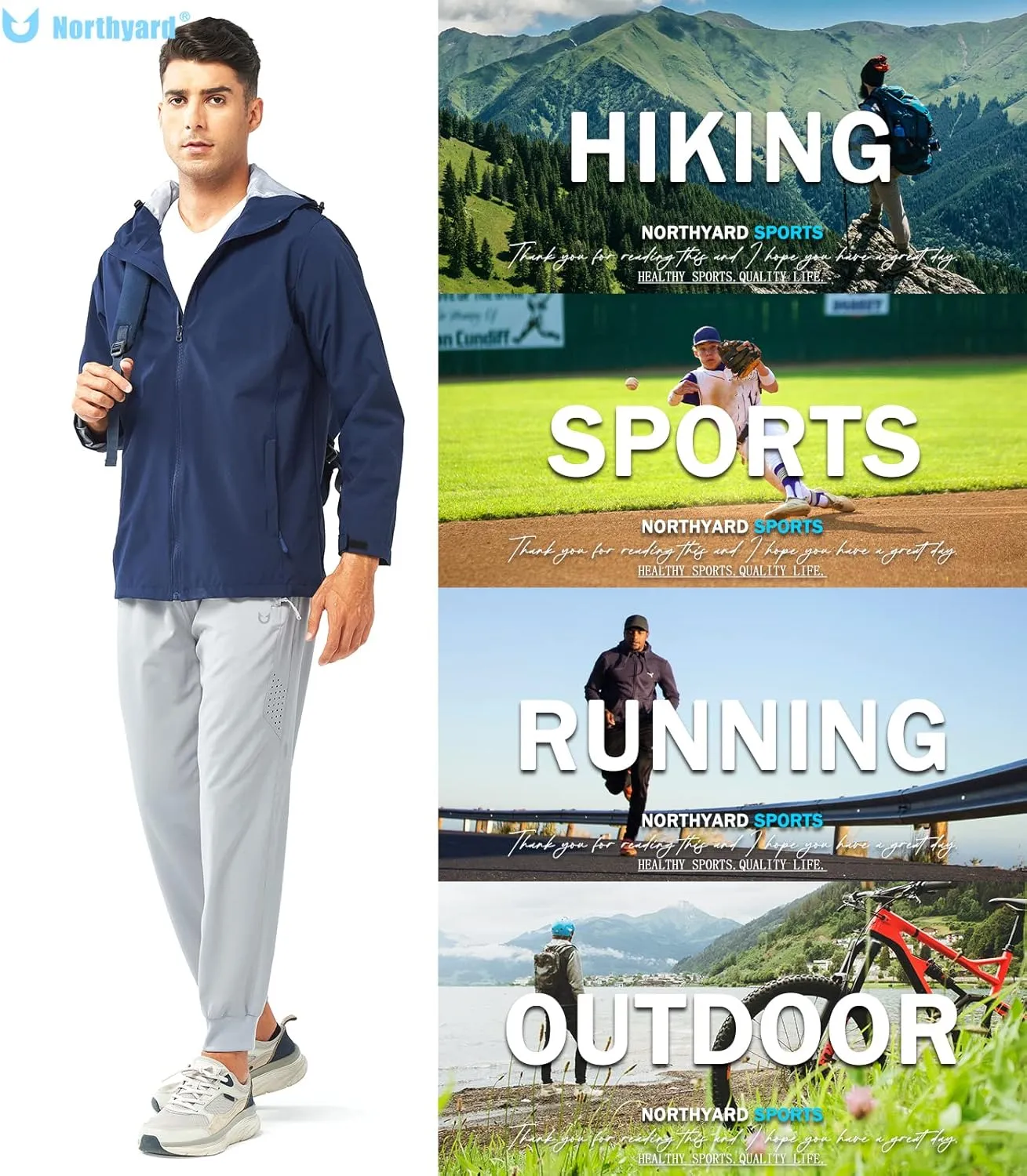 NORTHYARD Men's Athletic Running Pants Lightweight Workout Joggers Quick Dry Gym Sweatpants Active Sports Track Training