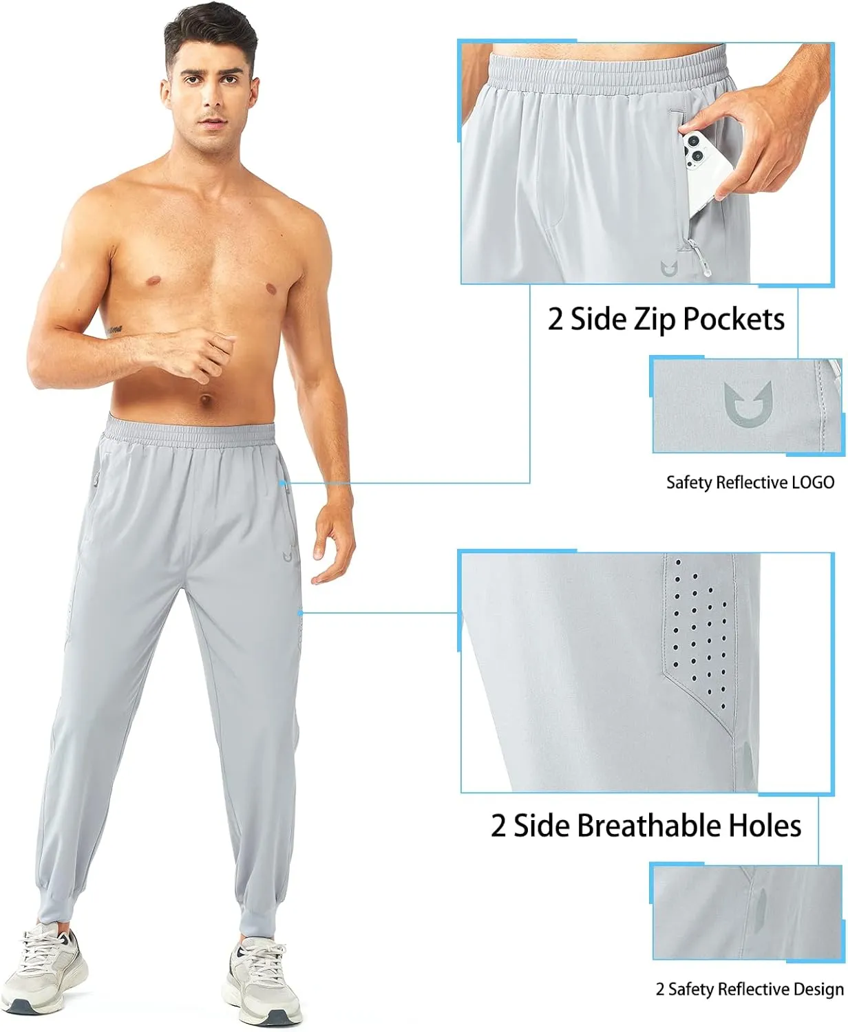 NORTHYARD Men's Athletic Running Pants Lightweight Workout Joggers Quick Dry Gym Sweatpants Active Sports Track Training