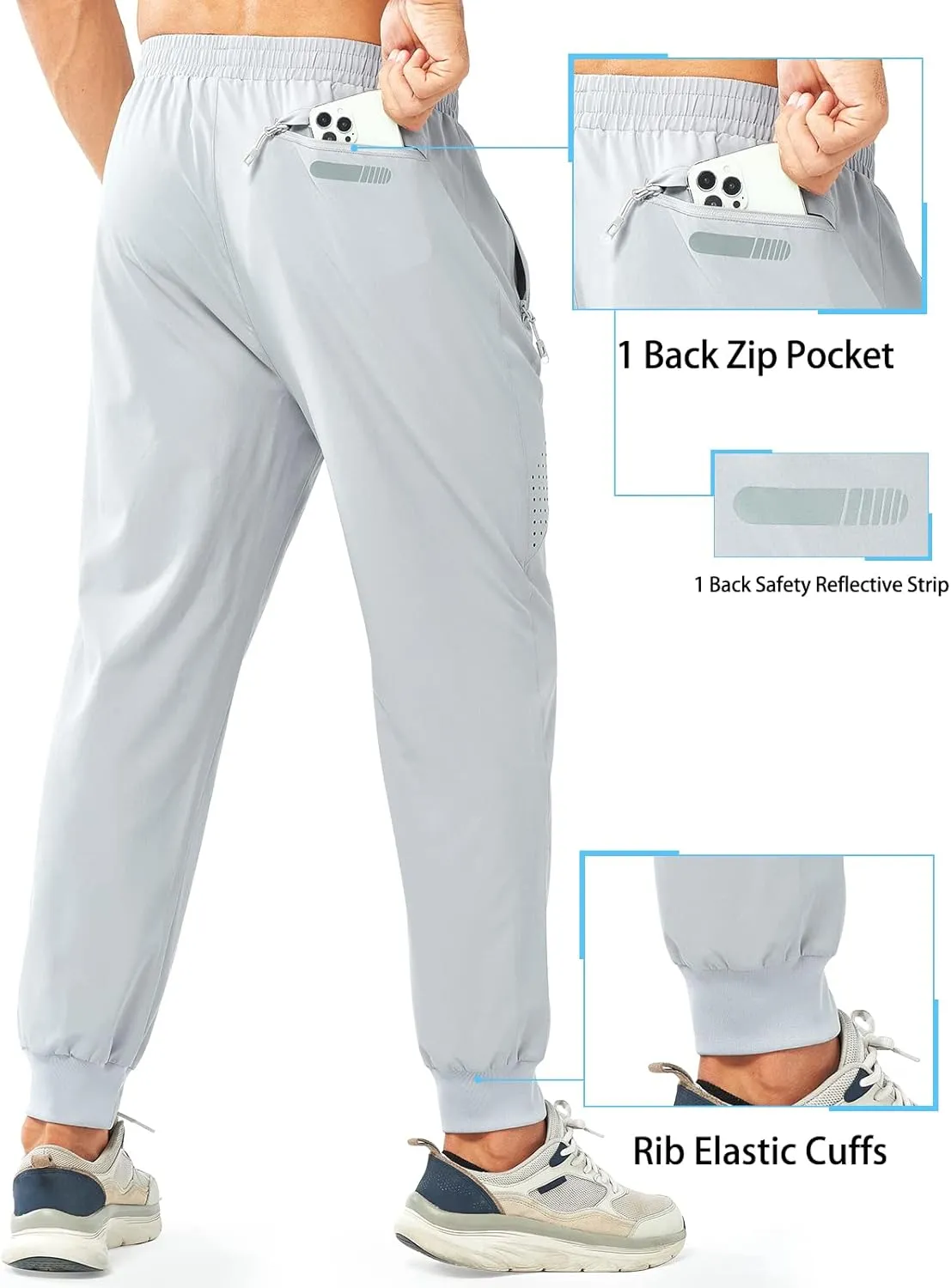 NORTHYARD Men's Athletic Running Pants Lightweight Workout Joggers Quick Dry Gym Sweatpants Active Sports Track Training