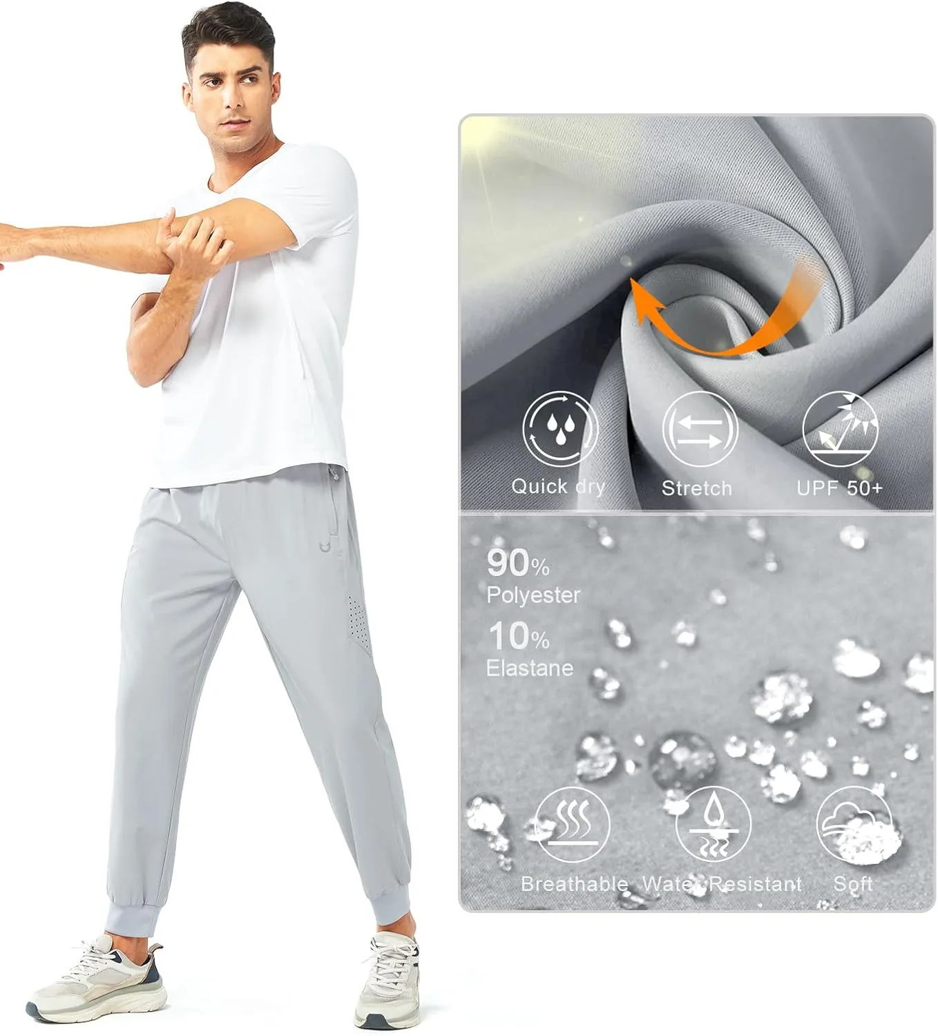 NORTHYARD Men's Athletic Running Pants Lightweight Workout Joggers Quick Dry Gym Sweatpants Active Sports Track Training